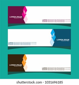 Vector design Banner backgrounds in three different colors.