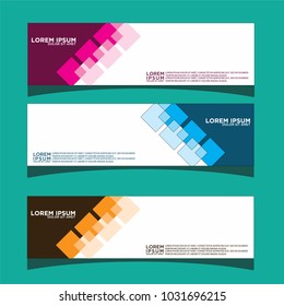 Vector design Banner backgrounds in three different colors.