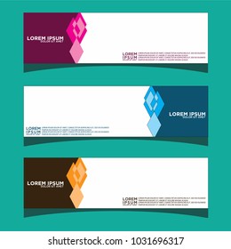 Vector design Banner backgrounds in three different colors.