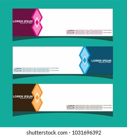 Vector design Banner backgrounds in three different colors.