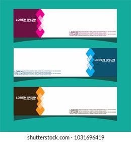 Vector design Banner backgrounds in three different colors.
