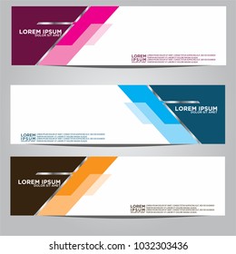 Vector design Banner backgrounds in three different colors.