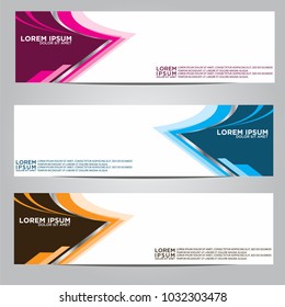Vector design Banner backgrounds in three different colors.