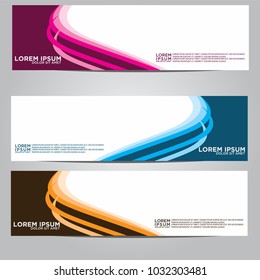 Vector design Banner backgrounds in three different colors.