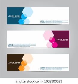 Vector design Banner backgrounds in three different colors.