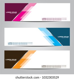 Vector design Banner backgrounds in three different colors.