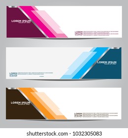 Vector design Banner backgrounds in three different colors.