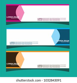 Vector design Banner backgrounds in three different colors.