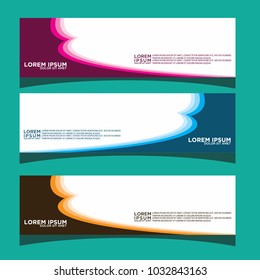 Vector design Banner backgrounds in three different colors.