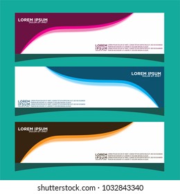 Vector design Banner backgrounds in three different colors.