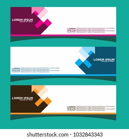 Vector design Banner backgrounds in three different colors.