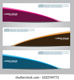 Vector design Banner backgrounds in three different colors.