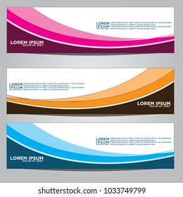 Vector design Banner backgrounds in three different colors.