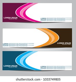 Vector design Banner backgrounds in three different colors.