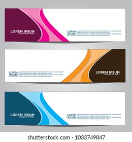 Vector design Banner backgrounds in three different colors.