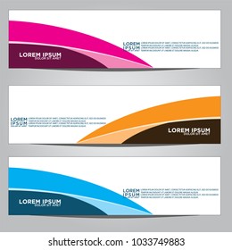 Vector design Banner backgrounds in three different colors.