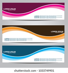 Vector design Banner backgrounds in three different colors.