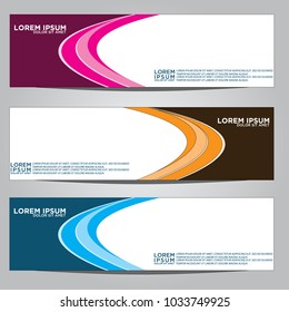 Vector design Banner backgrounds in three different colors.
