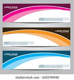 Vector design Banner backgrounds in three different colors.