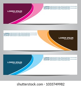 Vector design Banner backgrounds in three different colors.
