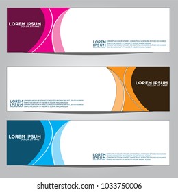 Vector design Banner backgrounds in three different colors.