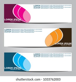 Vector design Banner backgrounds in three different colors.