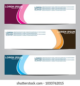 Vector design Banner backgrounds in three different colors.