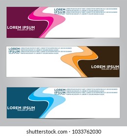 Vector design Banner backgrounds in three different colors.