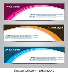 Vector design Banner backgrounds in three different colors.