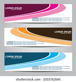 Vector design Banner backgrounds in three different colors.
