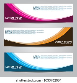 Vector design Banner backgrounds in three different colors.
