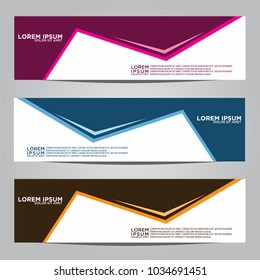 Vector design Banner backgrounds in three different colors.
