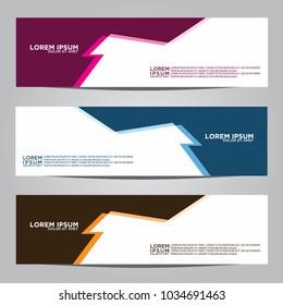 Vector design Banner backgrounds in three different colors.