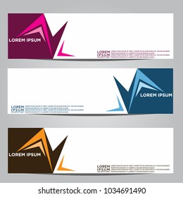 Vector design Banner backgrounds in three different colors.