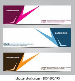 Vector design Banner backgrounds in three different colors.