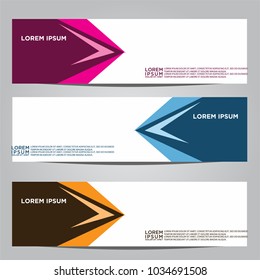 Vector design Banner backgrounds in three different colors.