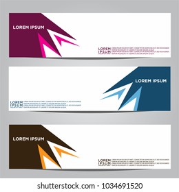 Vector design Banner backgrounds in three different colors.