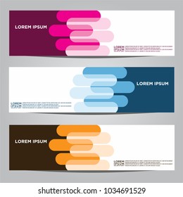 Vector design Banner backgrounds in three different colors.
