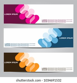 Vector design Banner backgrounds in three different colors.
