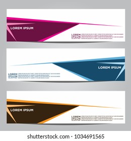 Vector design Banner backgrounds in three different colors.