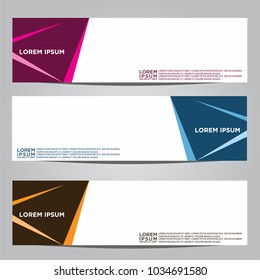 Vector design Banner backgrounds in three different colors.