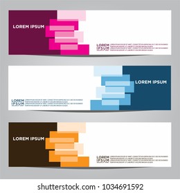 Vector design Banner backgrounds in three different colors.