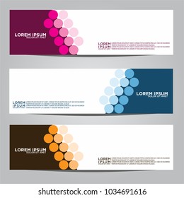 Vector design Banner backgrounds in three different colors.