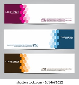 Vector design Banner backgrounds in three different colors.