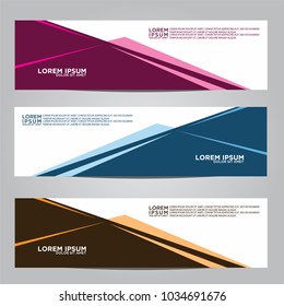 Vector design Banner backgrounds in three different colors.