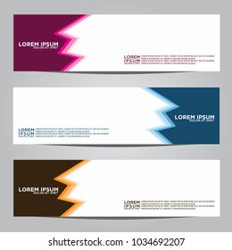 Vector design Banner backgrounds in three different colors.
