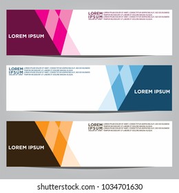Vector design Banner backgrounds in three different colors.