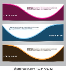 Vector design Banner backgrounds in three different colors.