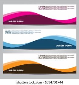 Vector design Banner backgrounds in three different colors.