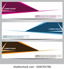 Vector design Banner backgrounds in three different colors.